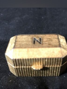 Norell Monogrammed 'N' Gold Tone Vintage-Style Pill Box
